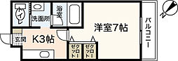 カーサ大塚2nd 1Kの間取図画像