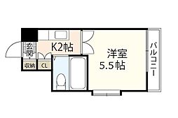 レジデンス天一 1Kの間取図画像