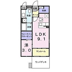 オンフォレストギオン 1LDKの間取図画像