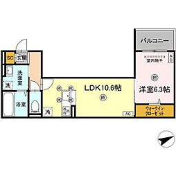 campanella船越 1LDKの間取図画像