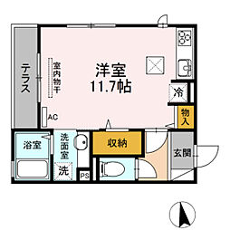 ハイ・アークE ワンルームの間取図画像