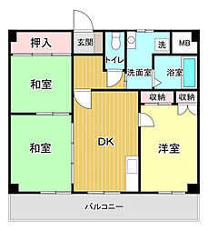 功野マンション 3DKの間取図画像