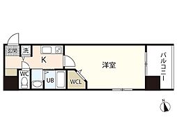 グラビスコート光町 1Kの間取図画像