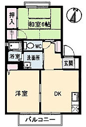 フレサリアA 2DKの間取図画像