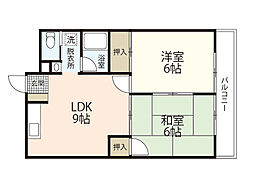ロイヤルハウス山手 2DKの間取図画像