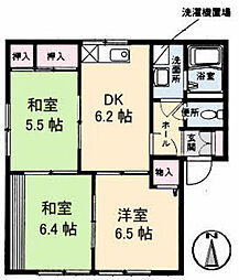 エイティー隅本D 3DKの間取図画像