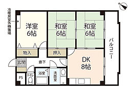 オーロラハイツ井口 3DKの間取図画像