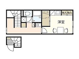 レオパレスパイン滝の下 1Kの間取図画像