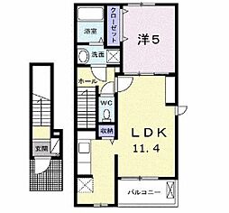 メゾンカルム 1LDKの間取図画像