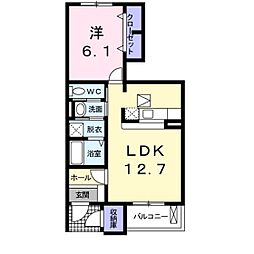 シャンティー 1LDKの間取図画像