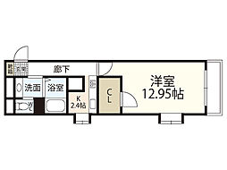ロアール松川町 1Kの間取図画像