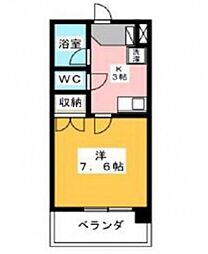 アルカディア矢賀 1Kの間取図画像