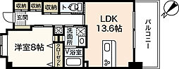 メディオコート大手町 1LDKの間取図画像