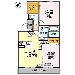 アンベリールA 2LDKの間取図画像