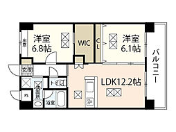 桜レジデンスヨコガワ 2LDKの間取図画像