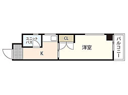 キュービック30 1Kの間取図画像