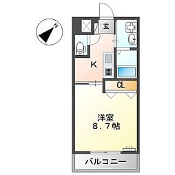 ウェスタ 1Kの間取図画像