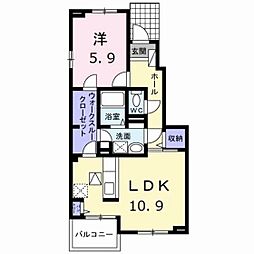 アートブリーズ田方B 1LDKの間取図画像