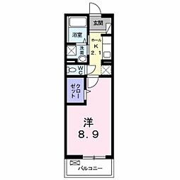 シャルム肥後2 1Kの間取図画像