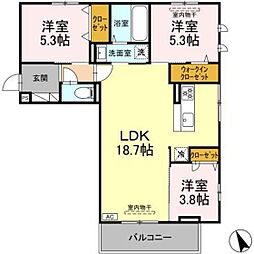 セジュールST B棟 3LDKの間取図画像