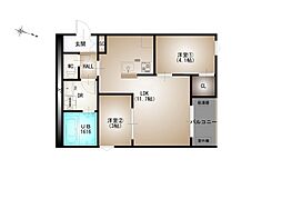 安芸郡坂町坂西1丁目アパート 2LDKの間取図画像