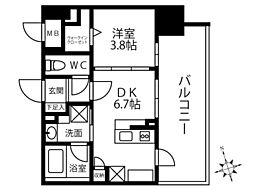 パークレジデンス広島平和公園 1DKの間取図画像