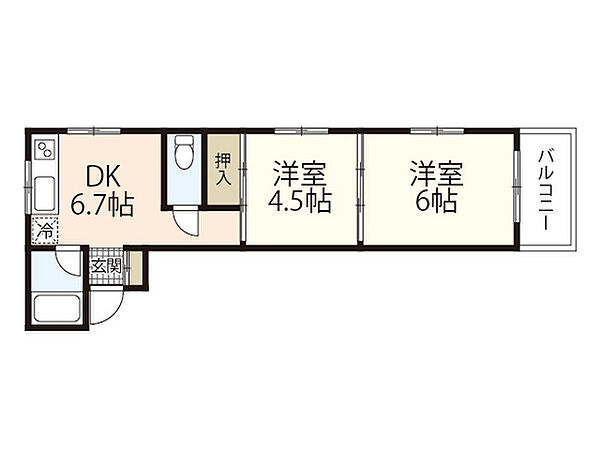 広島県広島市西区庚午北3丁目(賃貸マンション2DK・3階・32.00㎡)の写真 その2