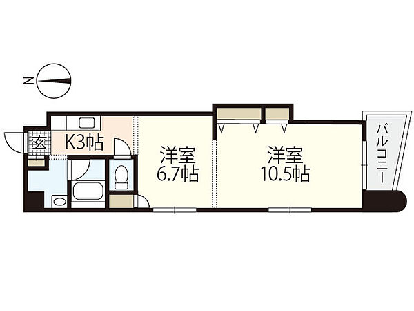 パステロ　アロッジオ45東蟹屋 ｜広島県広島市東区東蟹屋町(賃貸マンション2K・6階・43.47㎡)の写真 その2