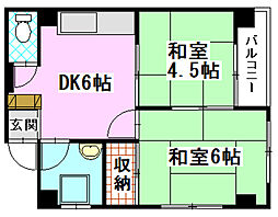 窪田ビル 2DKの間取図画像