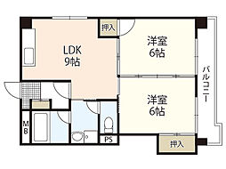 ふじマンション 2LDKの間取図画像
