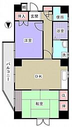 エーデル宇品海岸通り 2DKの間取図画像