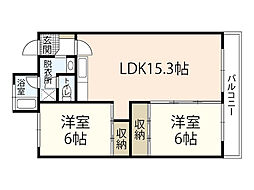 ユーバーハイツ 2LDKの間取図画像