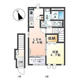 マシコットK 1LDKの間取図画像