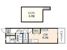 アメニティ江波 1LDKの間取図画像