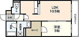 ラテール段原 1LDKの間取図画像