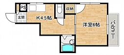 山田ビル 1DKの間取図画像
