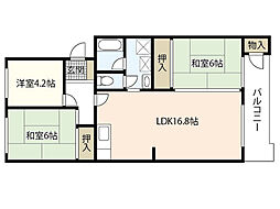 広島総合卸センターD号棟 3LDKの間取図画像