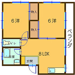 リバティハウス温品 2LDKの間取図画像
