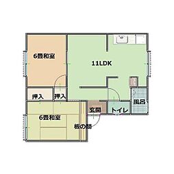 光タウニー 2階2LDKの間取り