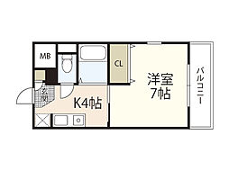 サンコート古江 1Kの間取図画像