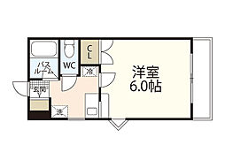 ロアール上天満 1Kの間取図画像
