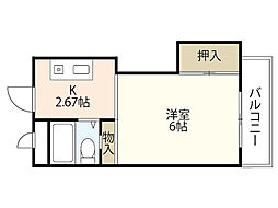 永岡ビル 1Kの間取図画像