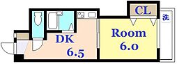 吉村ハイツ 1DKの間取図画像