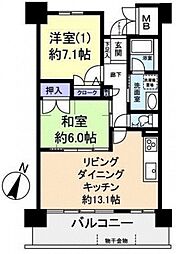 アスレ東原2番館 2LDKの間取図画像