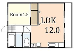 山田ビル 1LDKの間取図画像