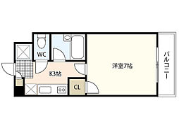 レジャンデール2 1Kの間取図画像