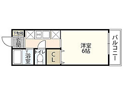 メゾン礒本2 1Kの間取図画像