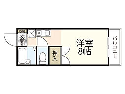セジュール久保田A ワンルームの間取図画像