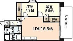 第二タウン皆賀 2LDKの間取図画像