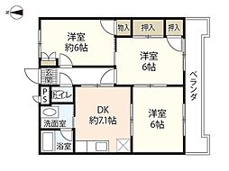 プリンス桜 3DKの間取図画像